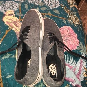 Black laced, Gray base Van sneakers.